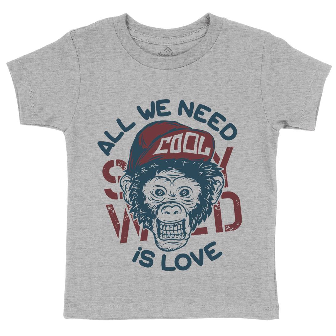 Cool Monkey Kids Crew Neck T-Shirt Animals B293