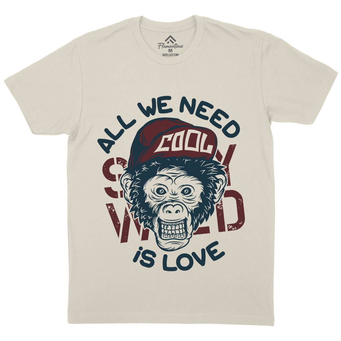 Cool Monkey Mens Organic Crew Neck T-Shirt Animals B293