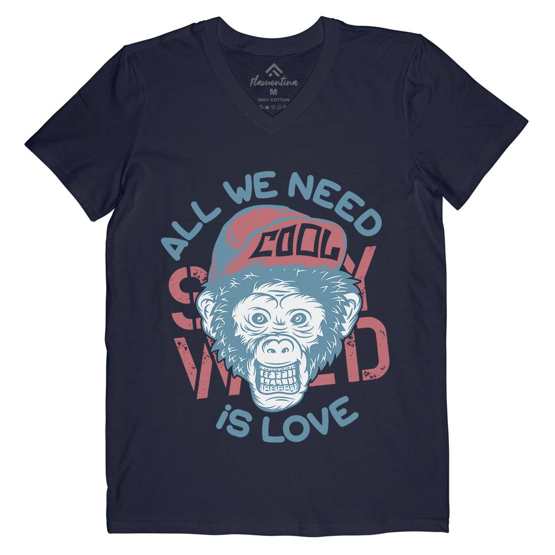 Cool Monkey Mens V-Neck T-Shirt Animals B293