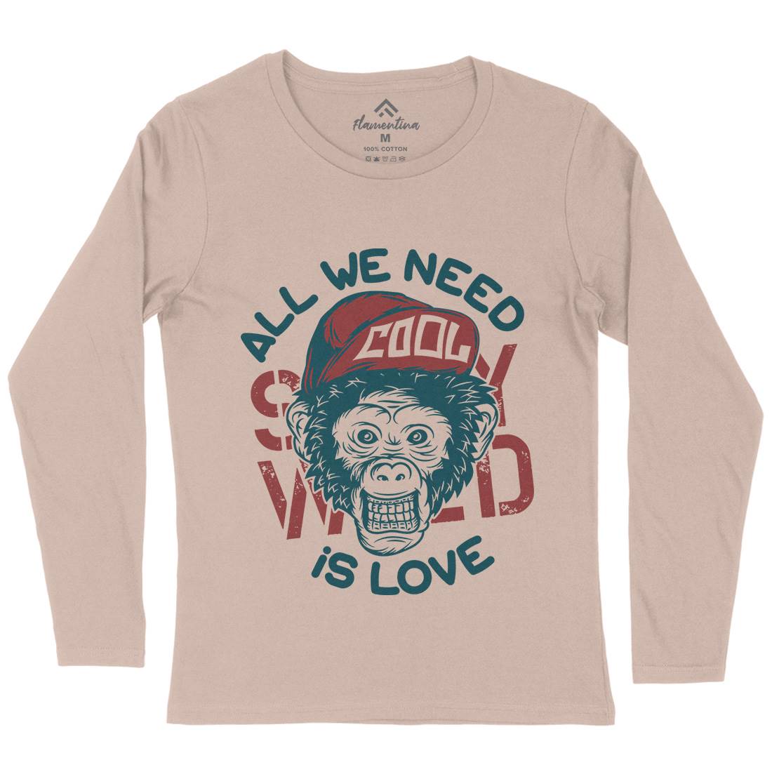 Cool Monkey Womens Long Sleeve T-Shirt Animals B293