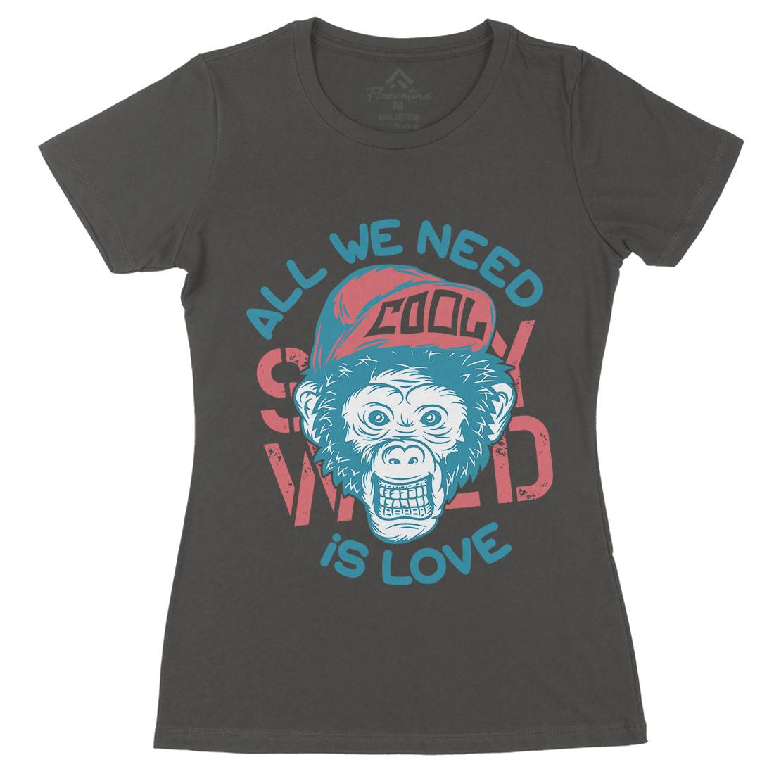 Cool Monkey Womens Organic Crew Neck T-Shirt Animals B293