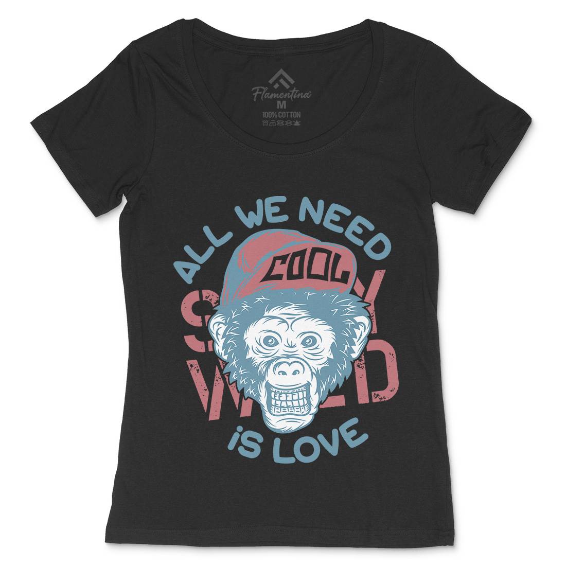 Cool Monkey Womens Scoop Neck T-Shirt Animals B293
