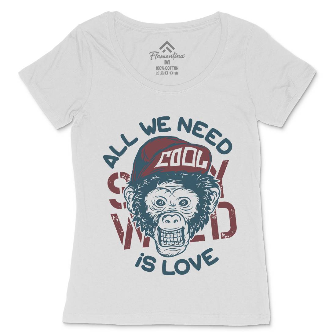 Cool Monkey Womens Scoop Neck T-Shirt Animals B293