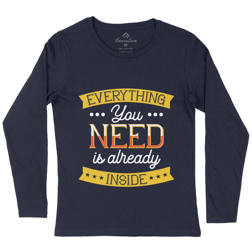 Everything You Need Womens Long Sleeve T-Shirt Retro B294