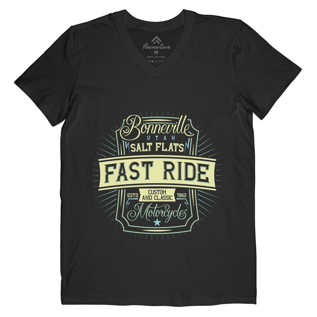 Fast Ride Mens Organic V-Neck T-Shirt Motorcycles B295