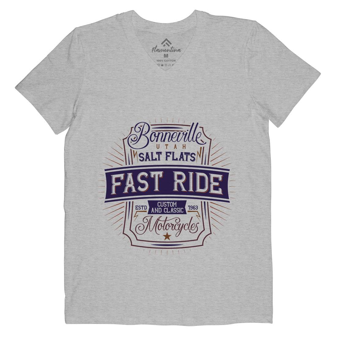 Fast Ride Mens Organic V-Neck T-Shirt Motorcycles B295