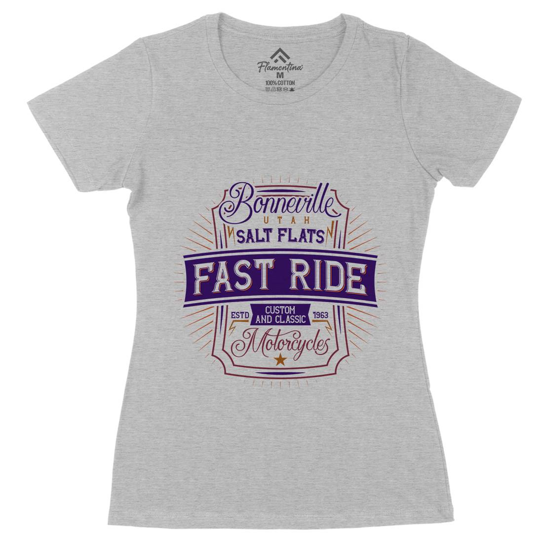 Fast Ride Womens Organic Crew Neck T-Shirt Motorcycles B295
