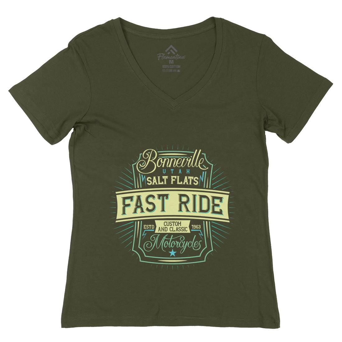 Fast Ride Womens Organic V-Neck T-Shirt Motorcycles B295