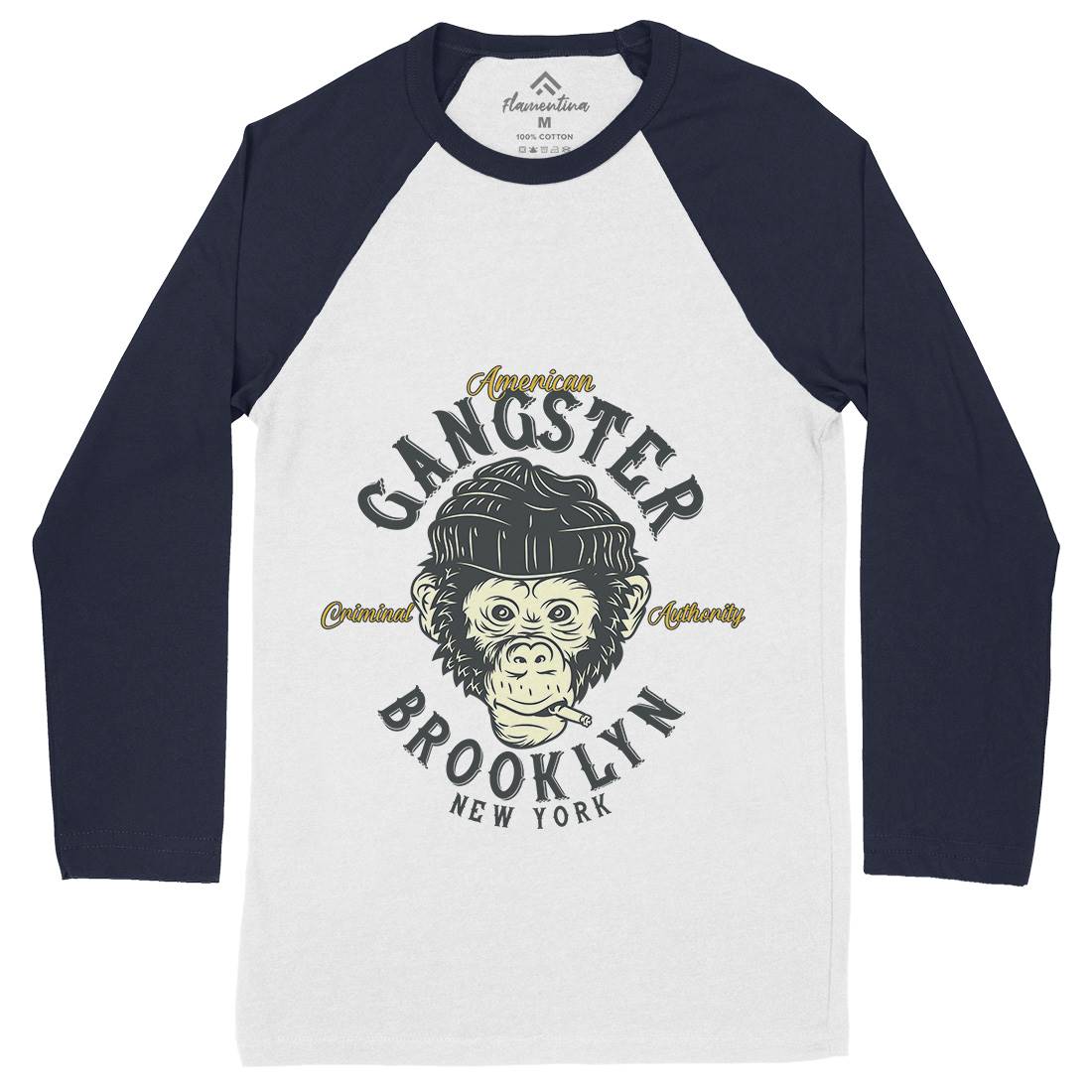 Gangster Monkey Mens Long Sleeve Baseball T-Shirt American B296