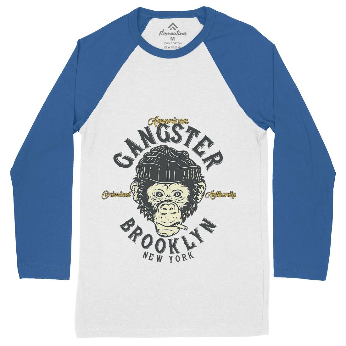 Gangster Monkey Mens Long Sleeve Baseball T-Shirt American B296