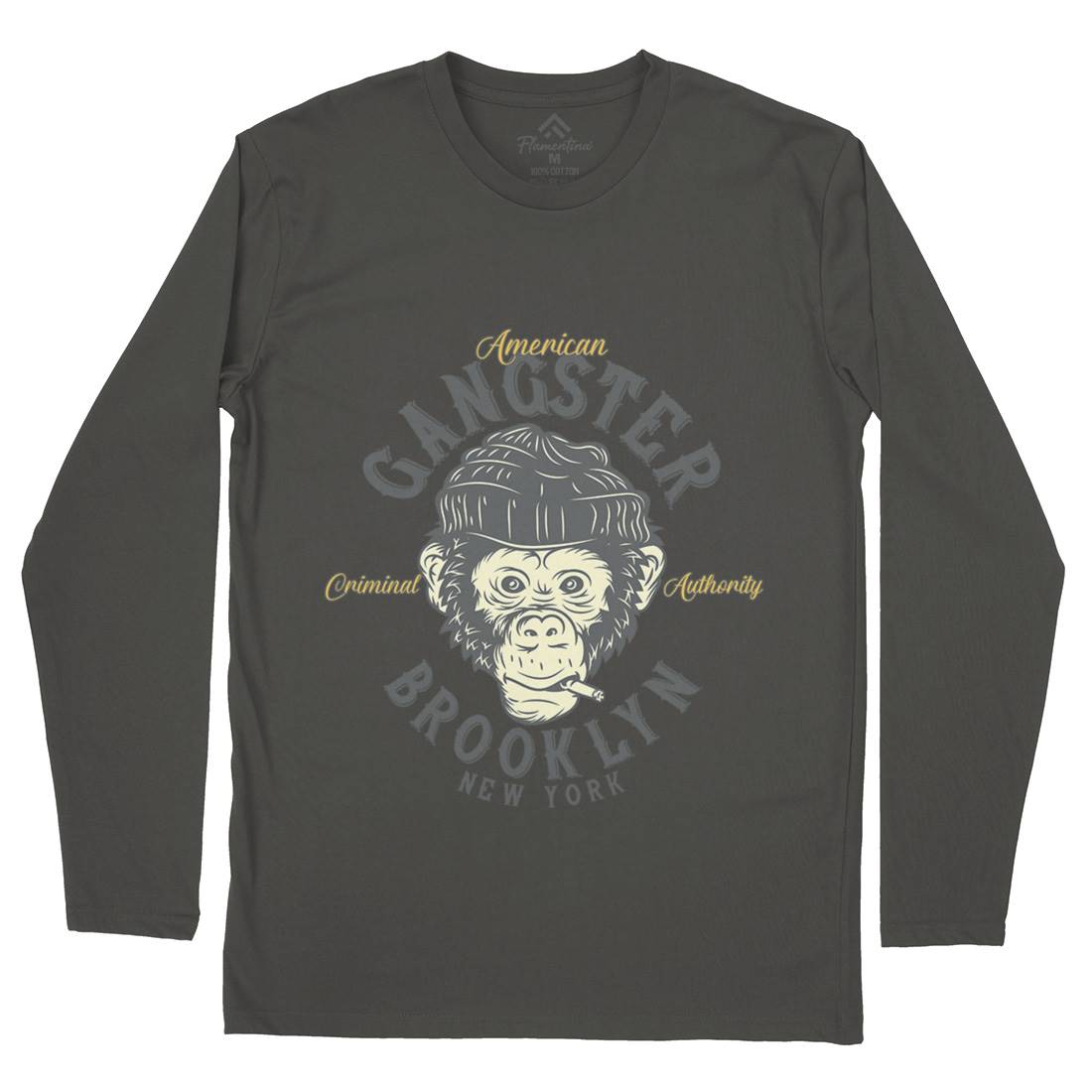 Gangster Monkey Mens Long Sleeve T-Shirt American B296