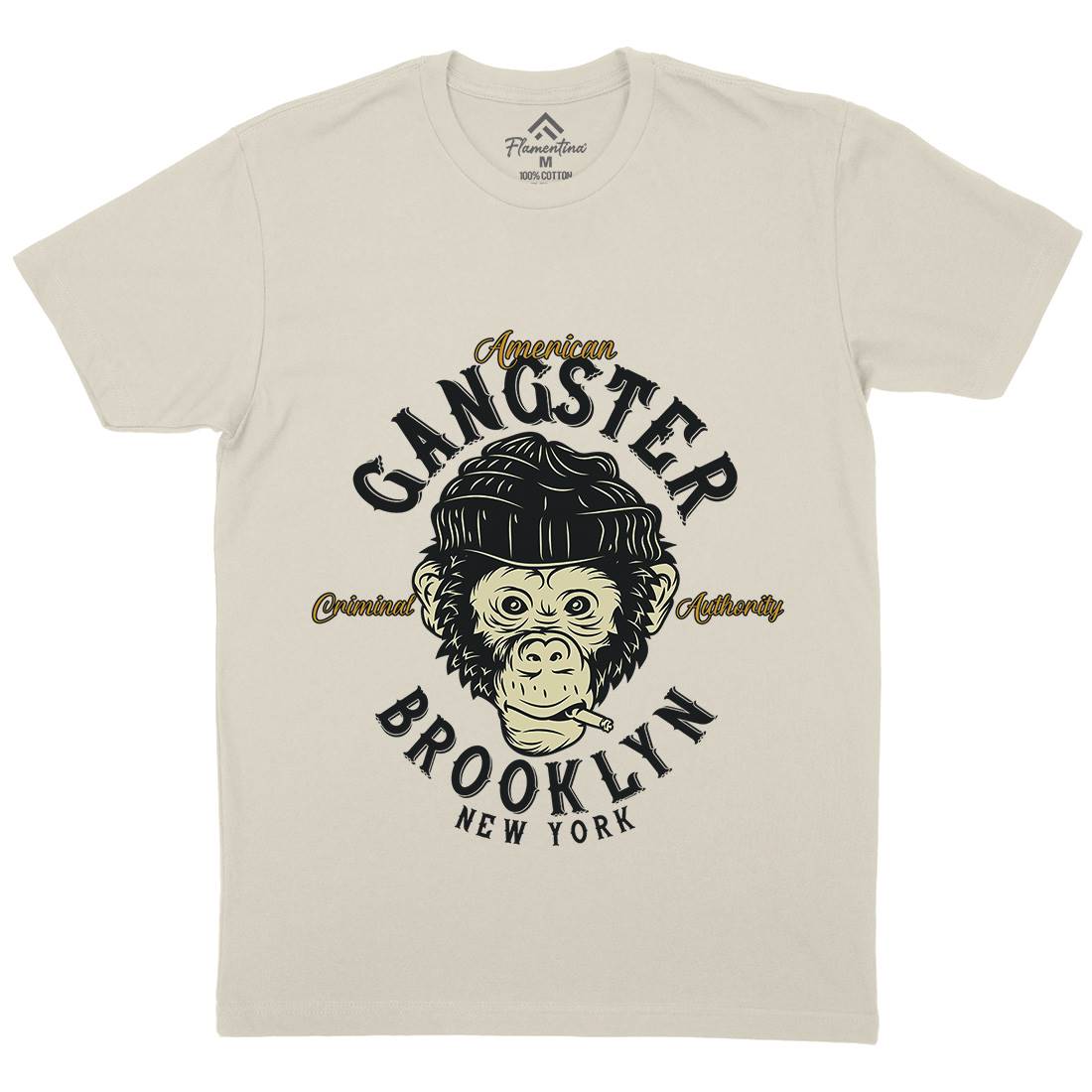 Gangster Monkey Mens Organic Crew Neck T-Shirt American B296
