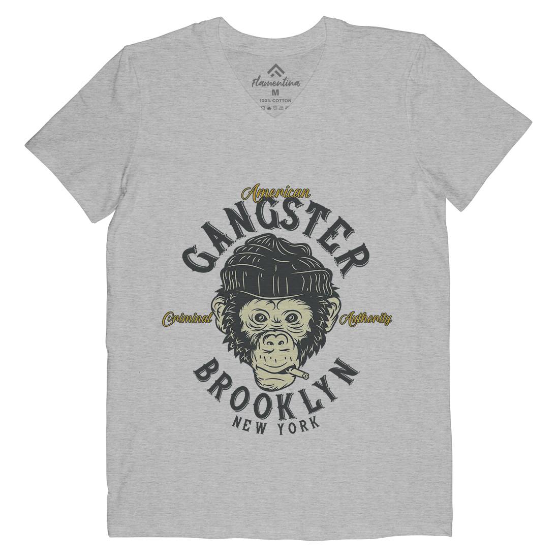 Gangster Monkey Mens V-Neck T-Shirt American B296