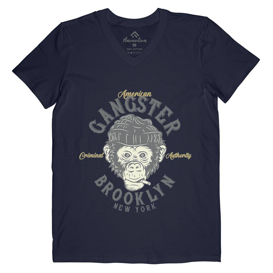 Gangster Monkey Mens V-Neck T-Shirt American B296