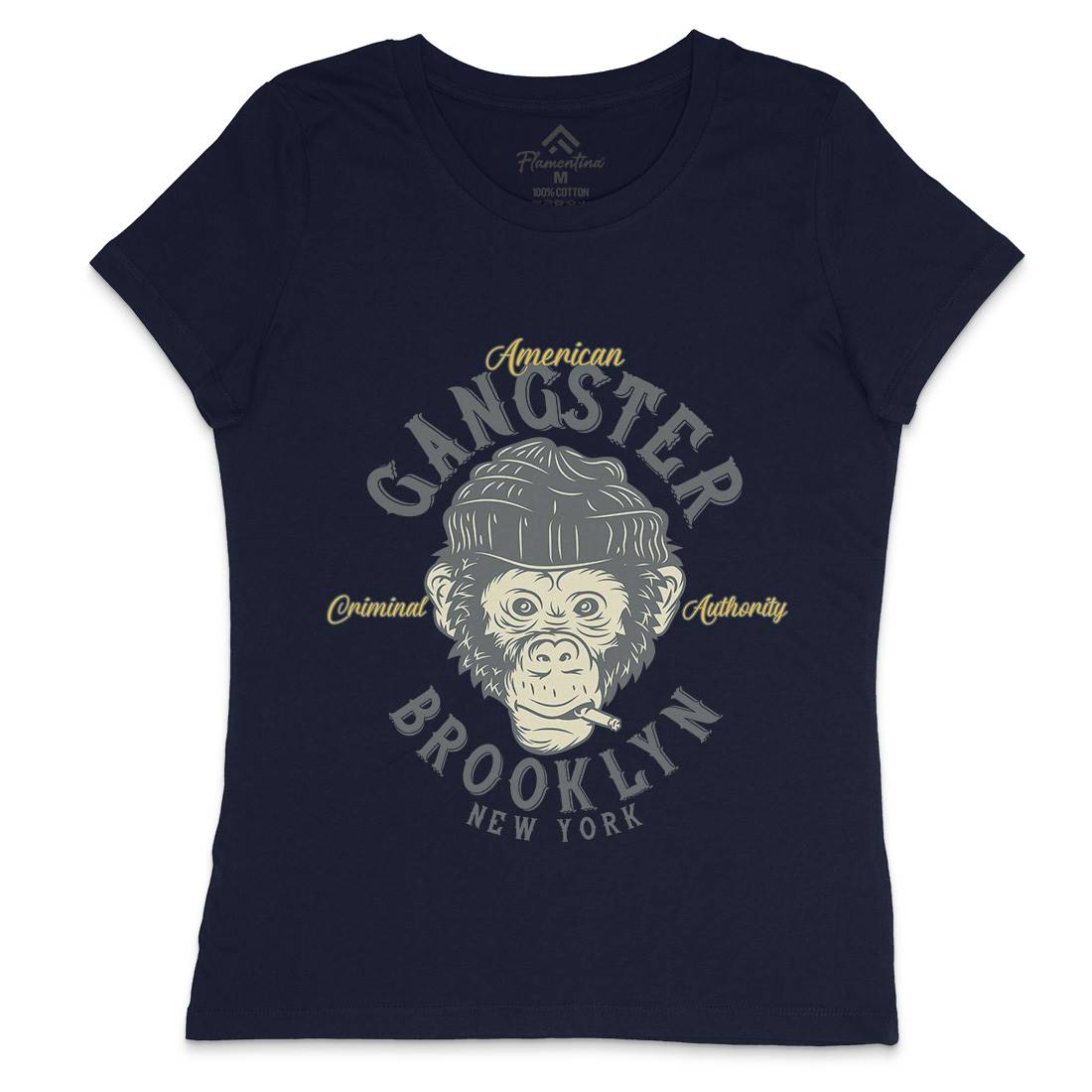 Gangster Monkey Womens Crew Neck T-Shirt American B296