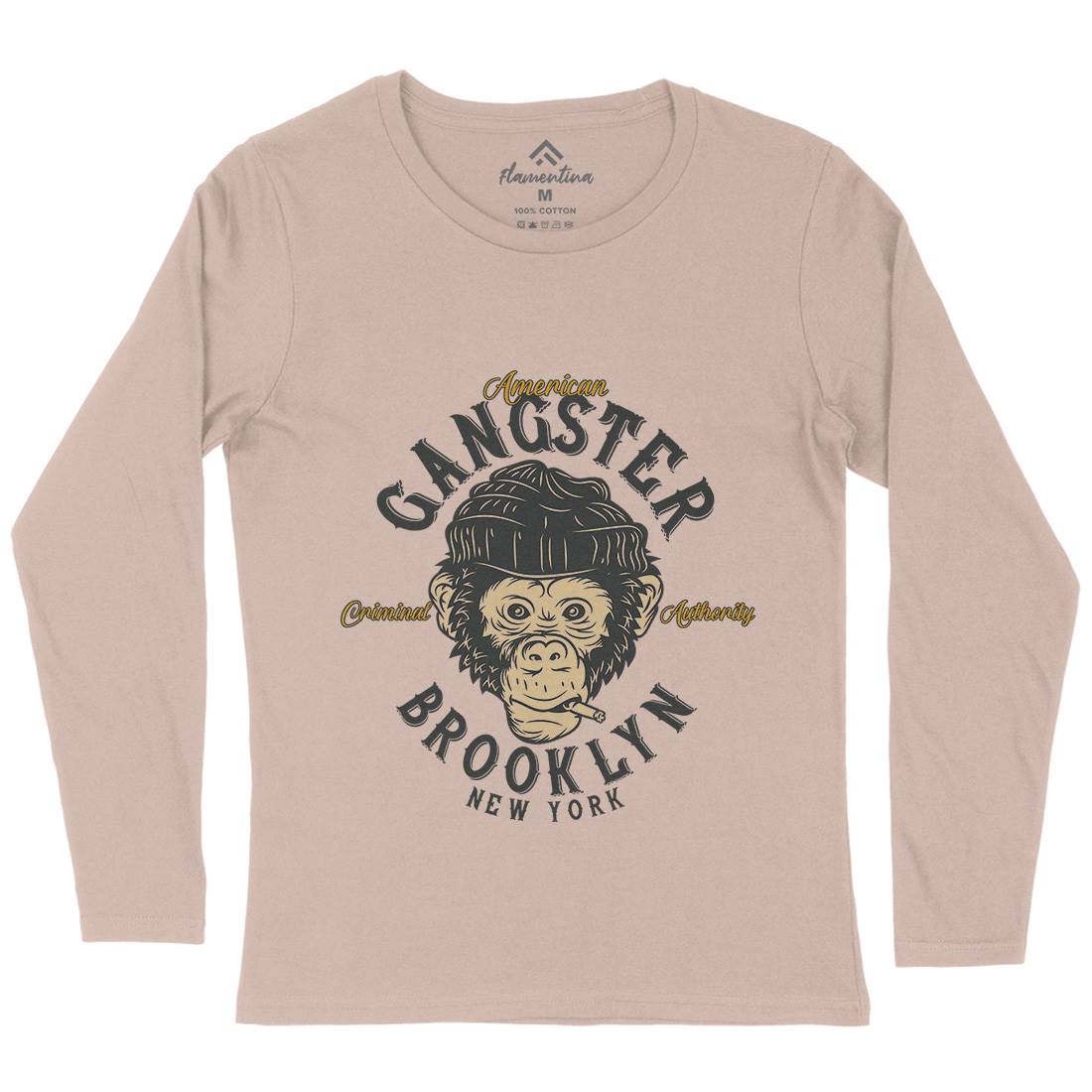 Gangster Monkey Womens Long Sleeve T-Shirt American B296