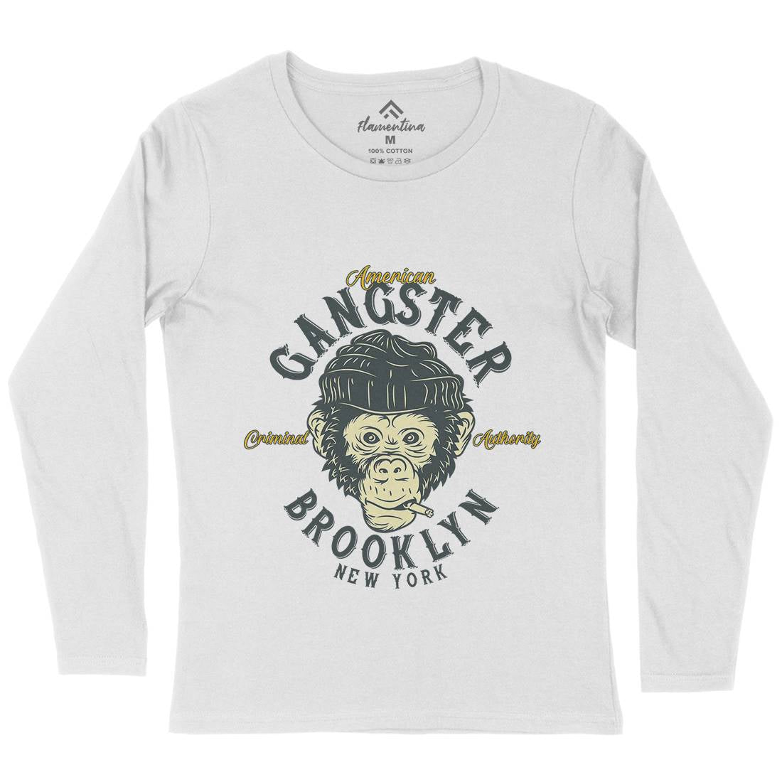 Gangster Monkey Womens Long Sleeve T-Shirt American B296