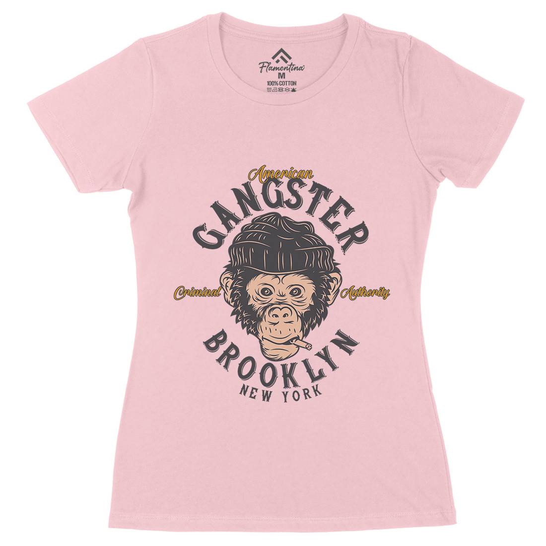 Gangster Monkey Womens Organic Crew Neck T-Shirt American B296