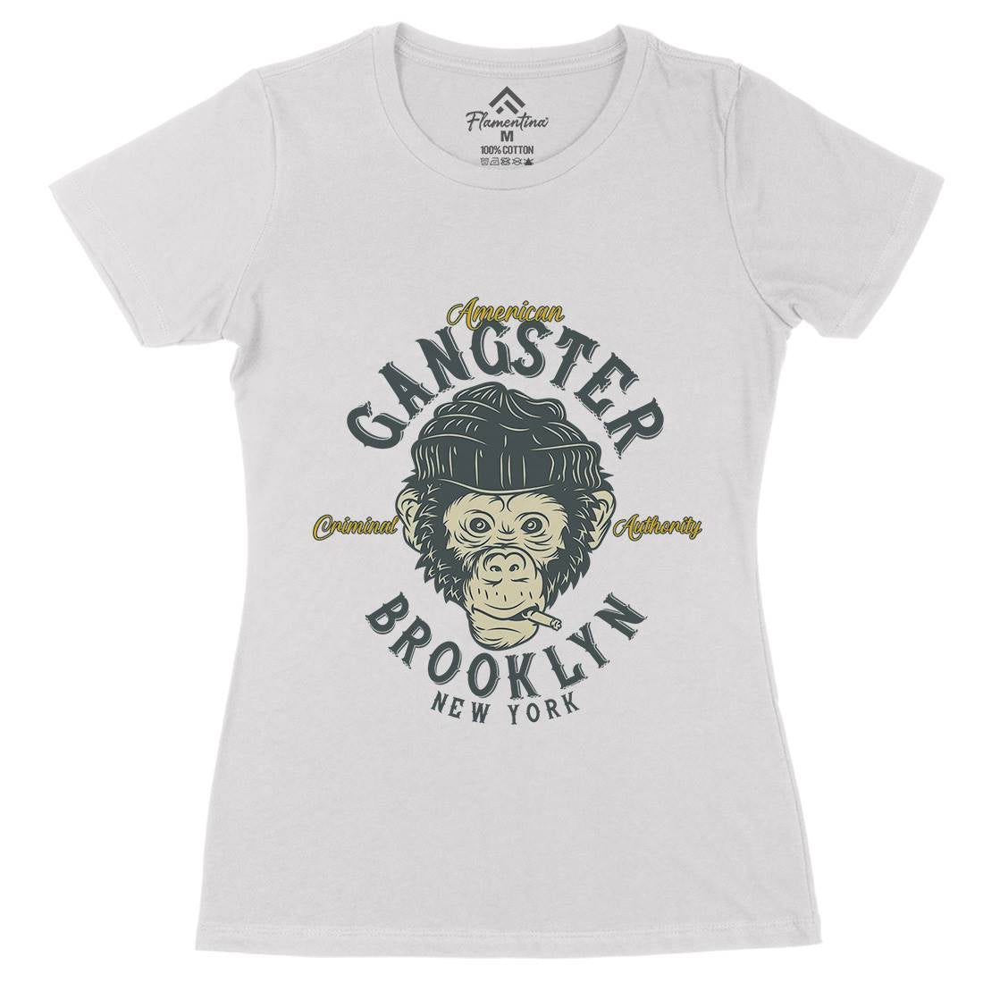 Gangster Monkey Womens Organic Crew Neck T-Shirt American B296