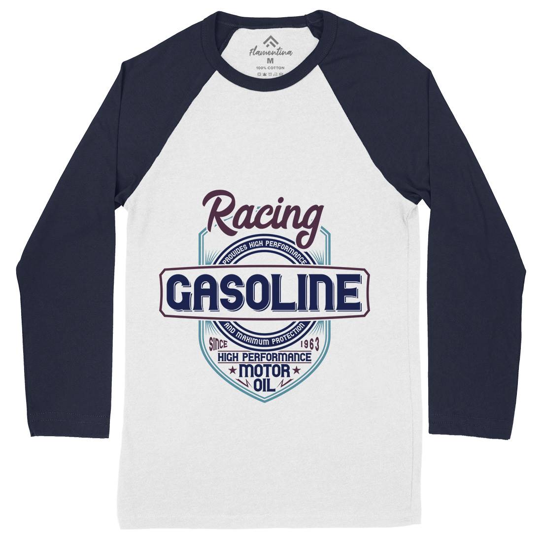 Gasoline Mens Long Sleeve Baseball T-Shirt Motorcycles B297