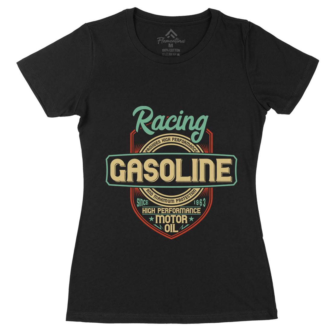 Gasoline Womens Organic Crew Neck T-Shirt Motorcycles B297