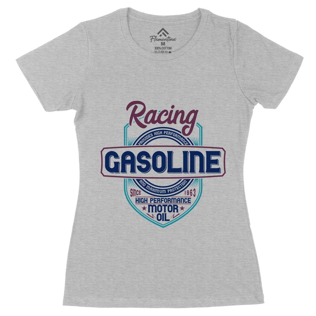Gasoline Womens Organic Crew Neck T-Shirt Motorcycles B297