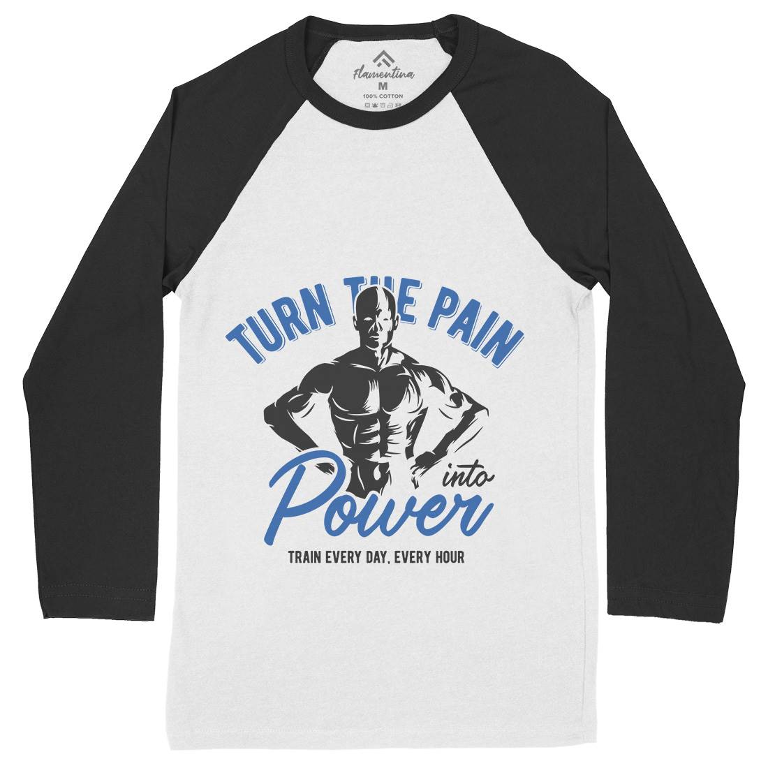 Power Mens Long Sleeve Baseball T-Shirt Gym B298
