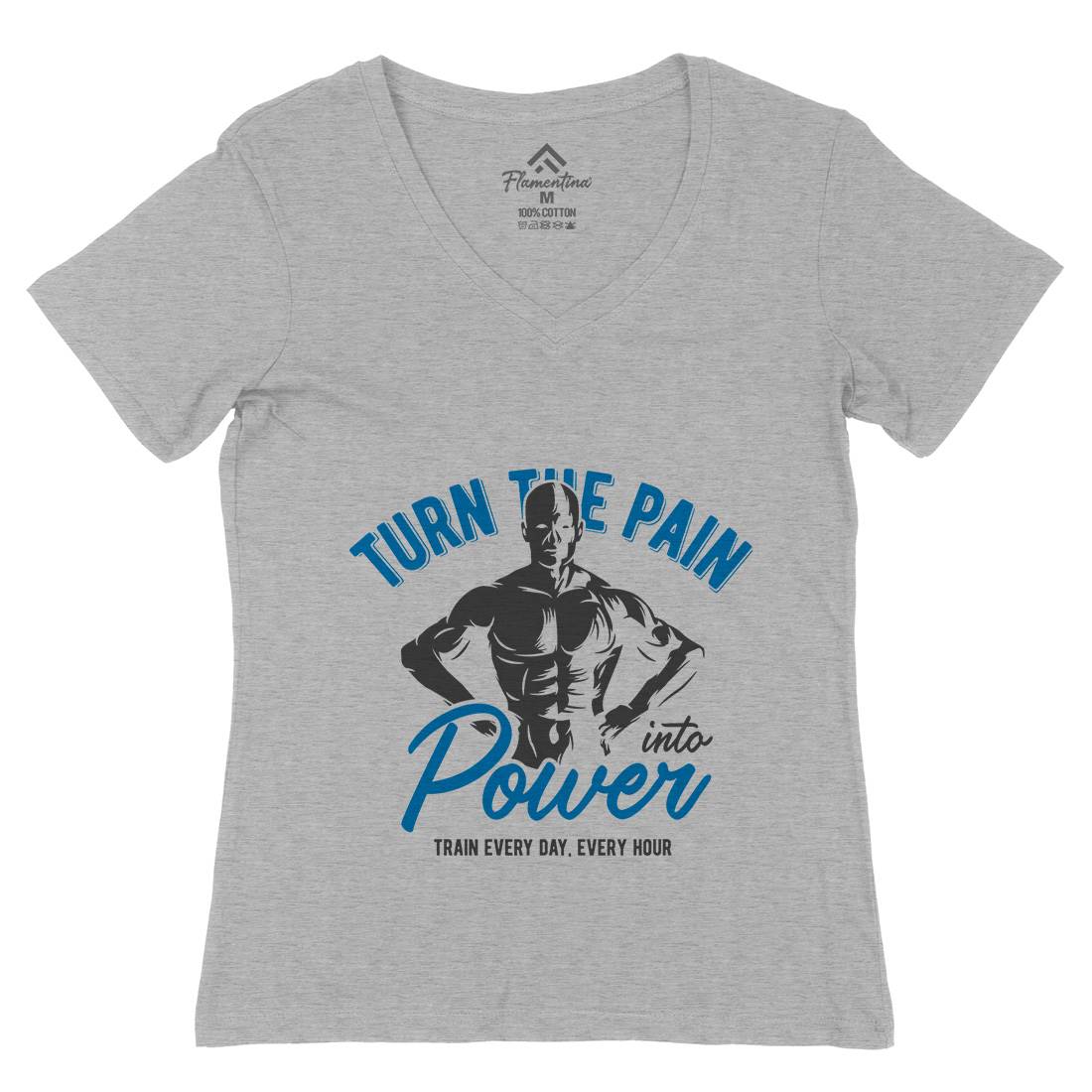Power Womens Organic V-Neck T-Shirt Gym B298