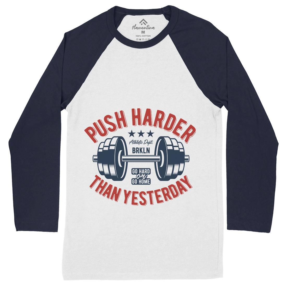 Push Harder Mens Long Sleeve Baseball T-Shirt Gym B301