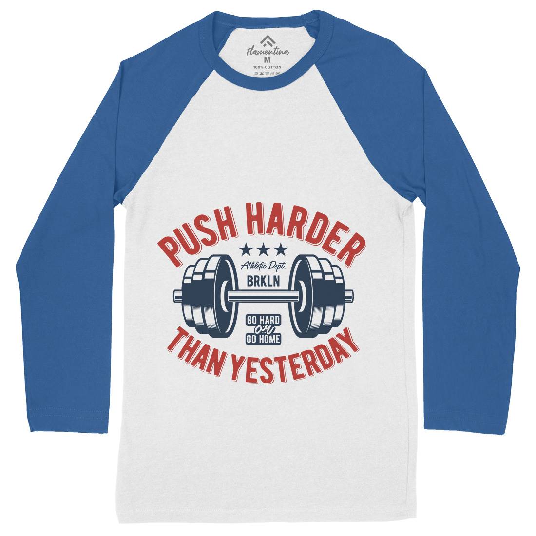 Push Harder Mens Long Sleeve Baseball T-Shirt Gym B301