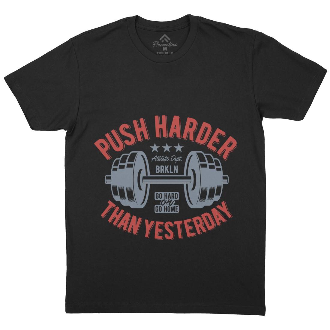 Push Harder Mens Organic Crew Neck T-Shirt Gym B301