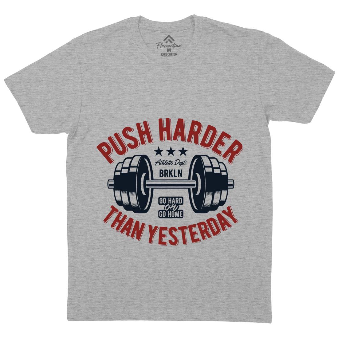 Push Harder Mens Organic Crew Neck T-Shirt Gym B301