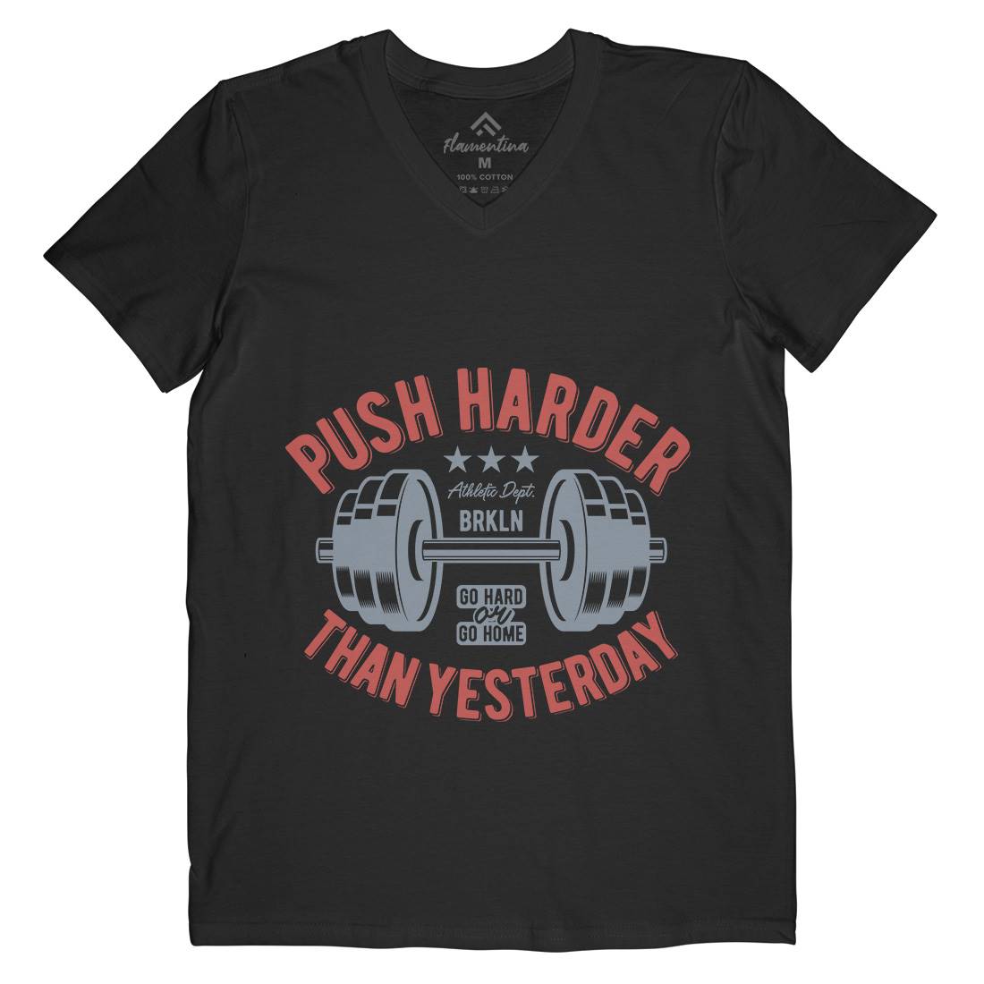 Push Harder Mens V-Neck T-Shirt Gym B301