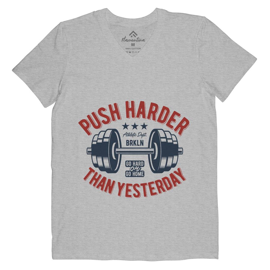 Push Harder Mens Organic V-Neck T-Shirt Gym B301