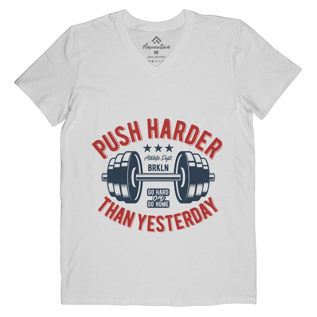 Push Harder Mens Organic V-Neck T-Shirt Gym B301