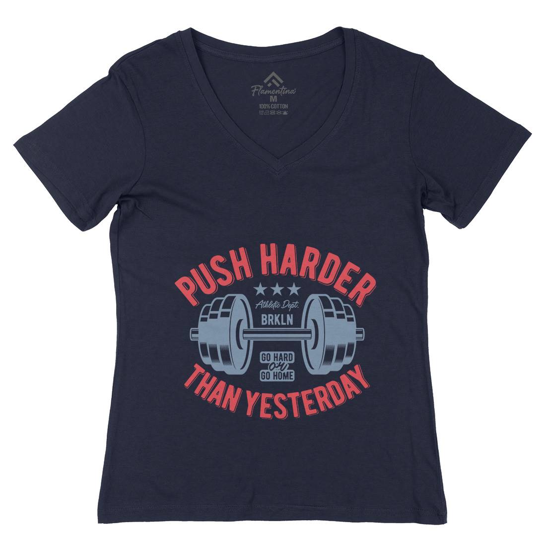 Push Harder Womens Organic V-Neck T-Shirt Gym B301