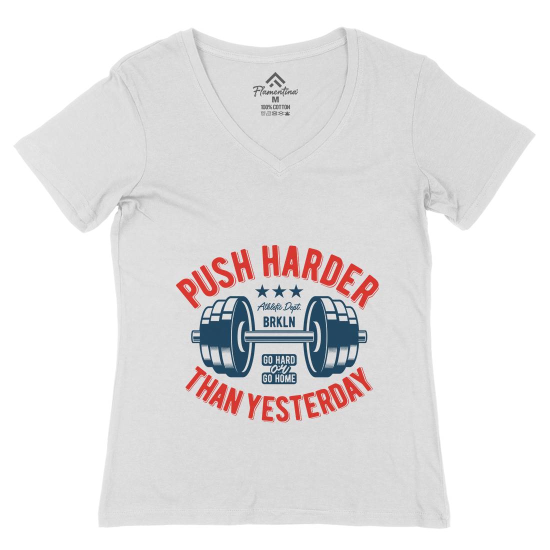 Push Harder Womens Organic V-Neck T-Shirt Gym B301
