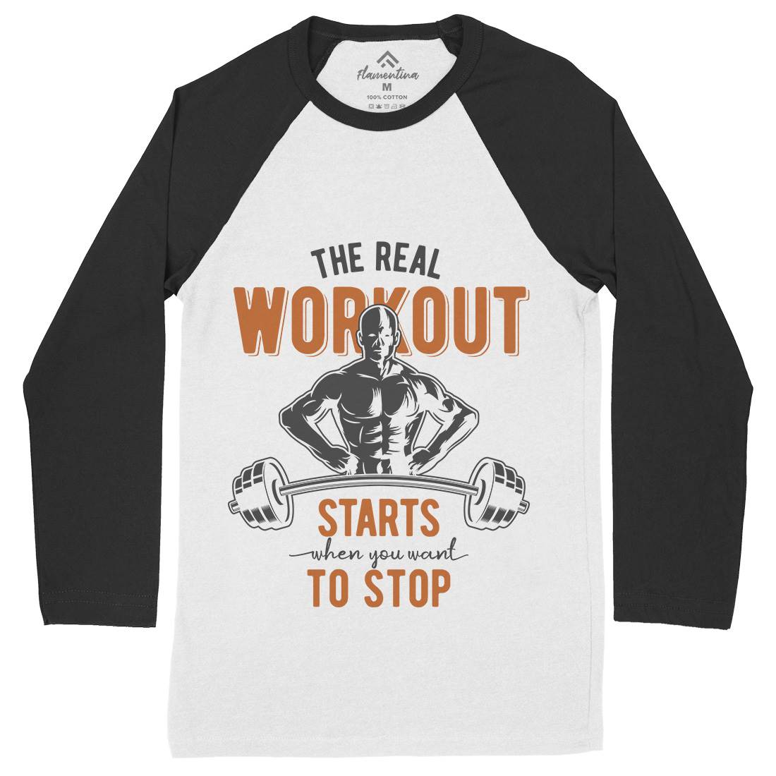 Workout Mens Long Sleeve Baseball T-Shirt Gym B302