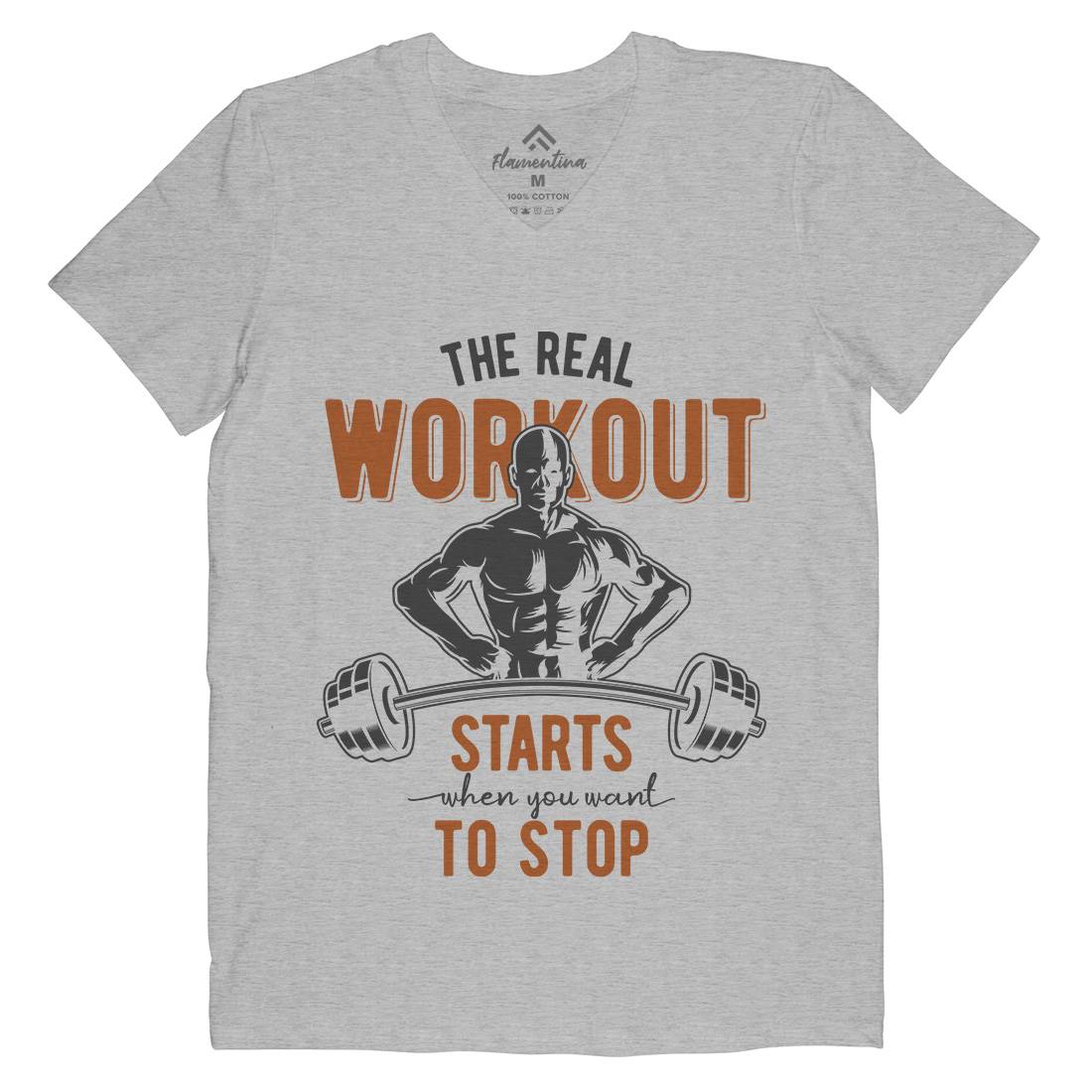 Workout Mens Organic V-Neck T-Shirt Gym B302
