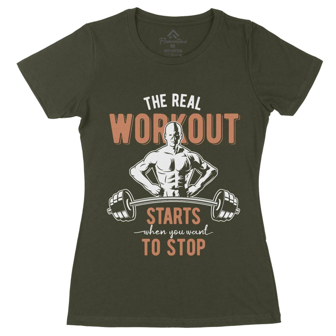 Workout Womens Organic Crew Neck T-Shirt Gym B302