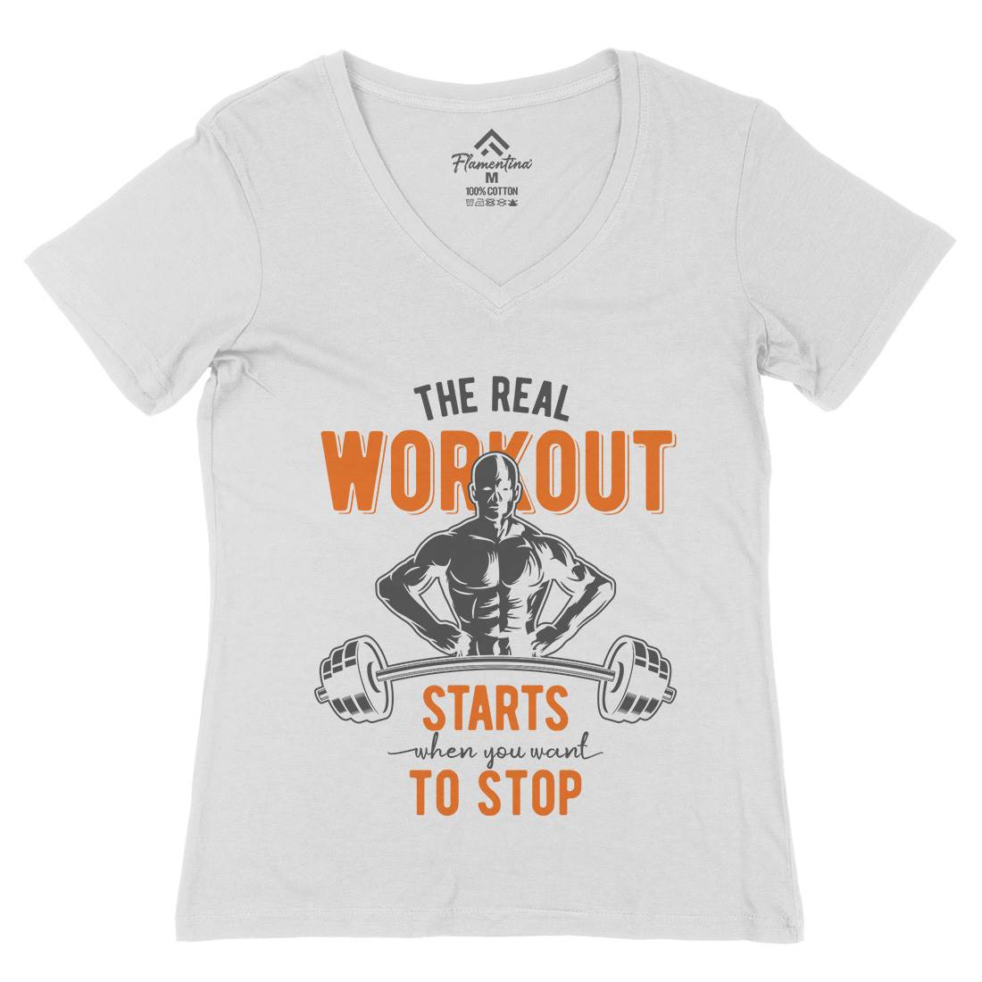 Workout Womens Organic V-Neck T-Shirt Gym B302