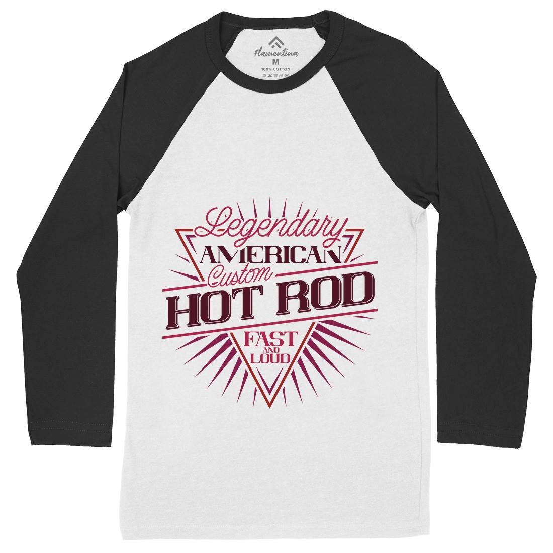 Hot Rod Mens Long Sleeve Baseball T-Shirt Cars B305