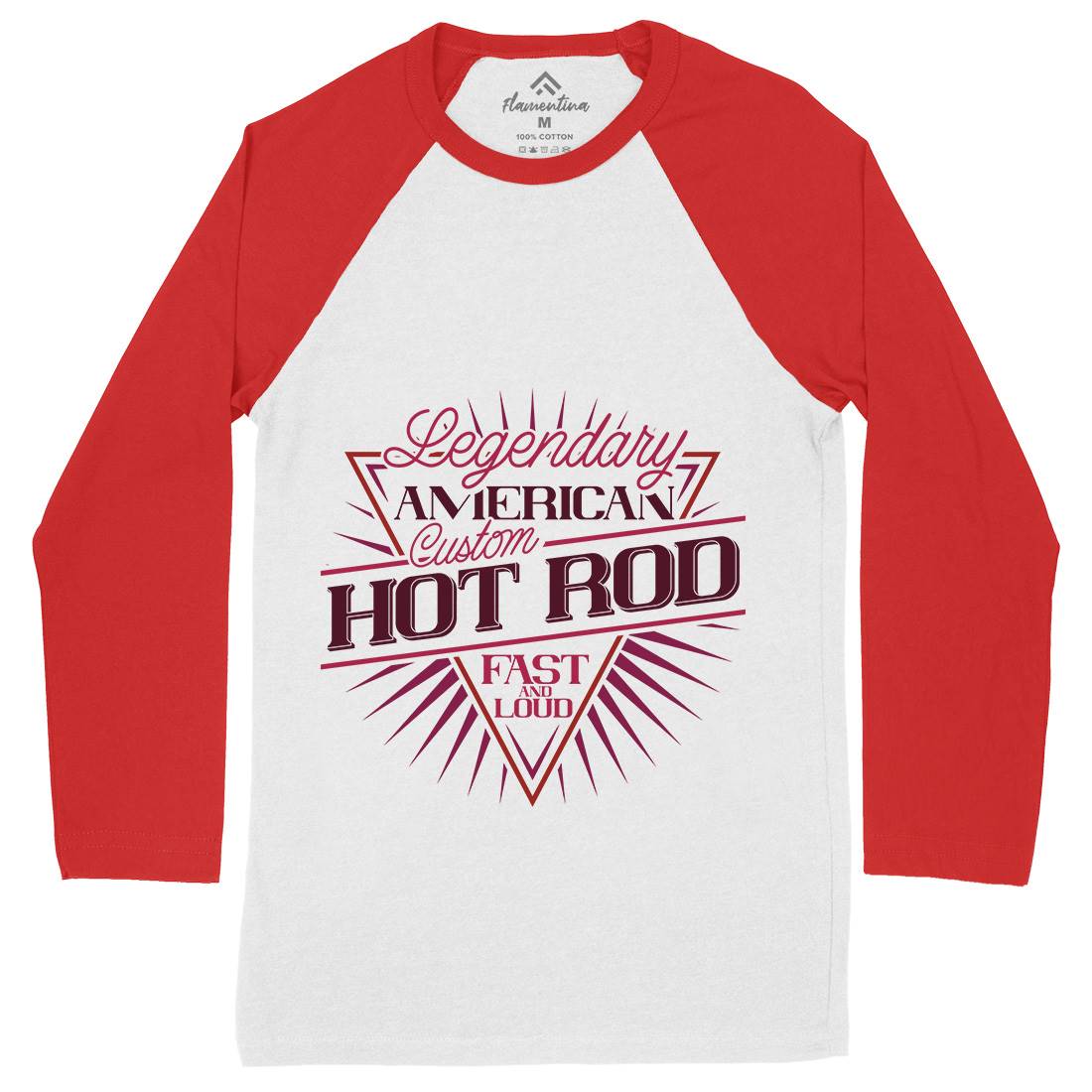 Hot Rod Mens Long Sleeve Baseball T-Shirt Cars B305