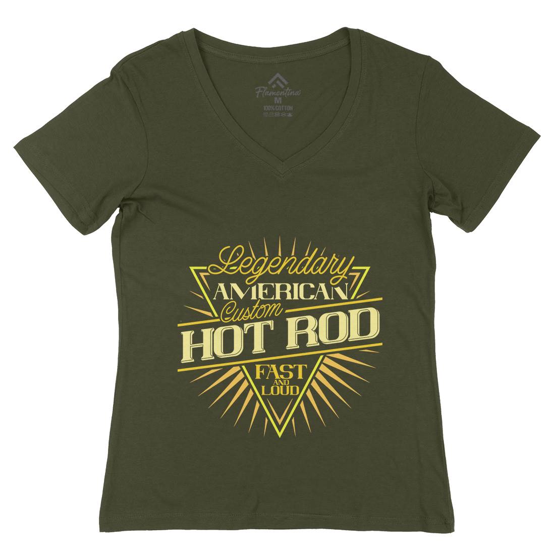 Hot Rod Womens Organic V-Neck T-Shirt Cars B305