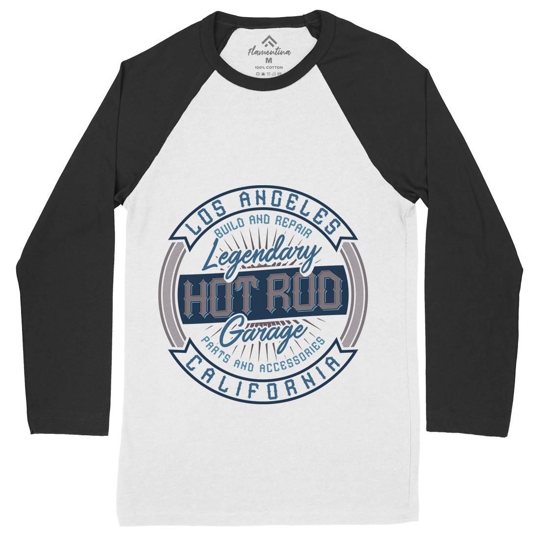 Hot Rod Mens Long Sleeve Baseball T-Shirt Cars B306