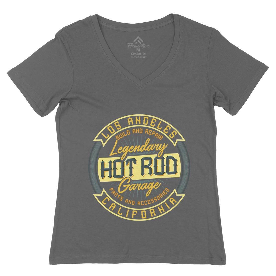Hot Rod Womens Organic V-Neck T-Shirt Cars B306