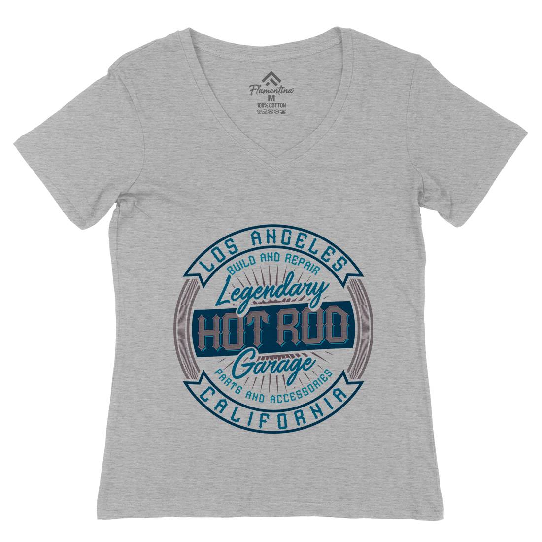Hot Rod Womens Organic V-Neck T-Shirt Cars B306