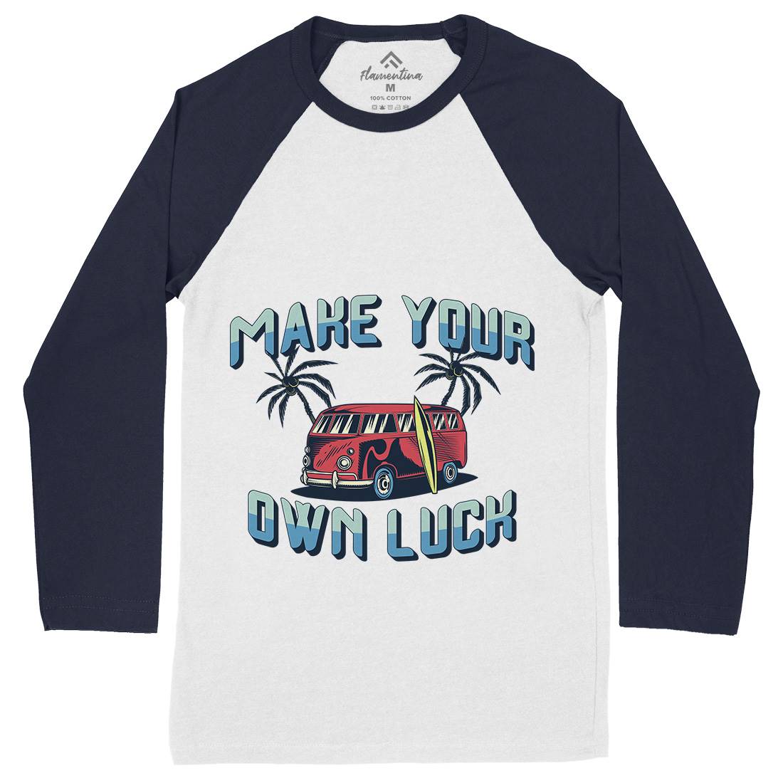 Make Your Own Luck Mens Long Sleeve Baseball T-Shirt Nature B307