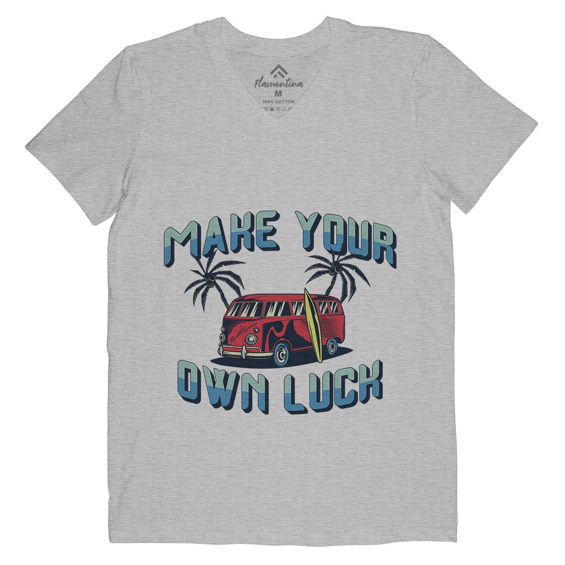Make Your Own Luck Mens V-Neck T-Shirt Nature B307