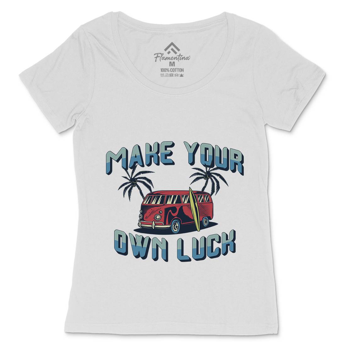 Make Your Own Luck Womens Scoop Neck T-Shirt Nature B307